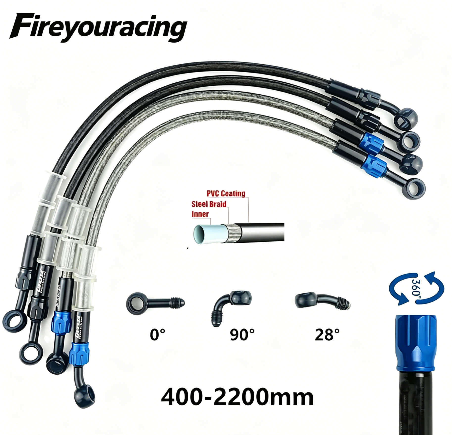 Motorcycle Brake Hose AN3 Brai - Braided Line recension och pris